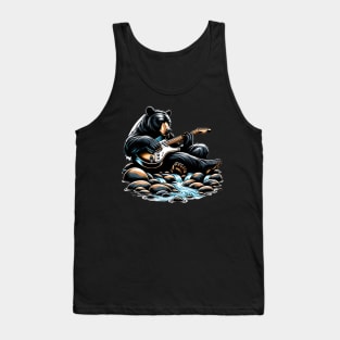 Black Bear Playing Electric Guitar Tank Top